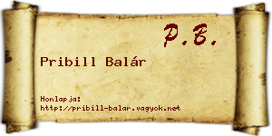 Pribill Balár névjegykártya